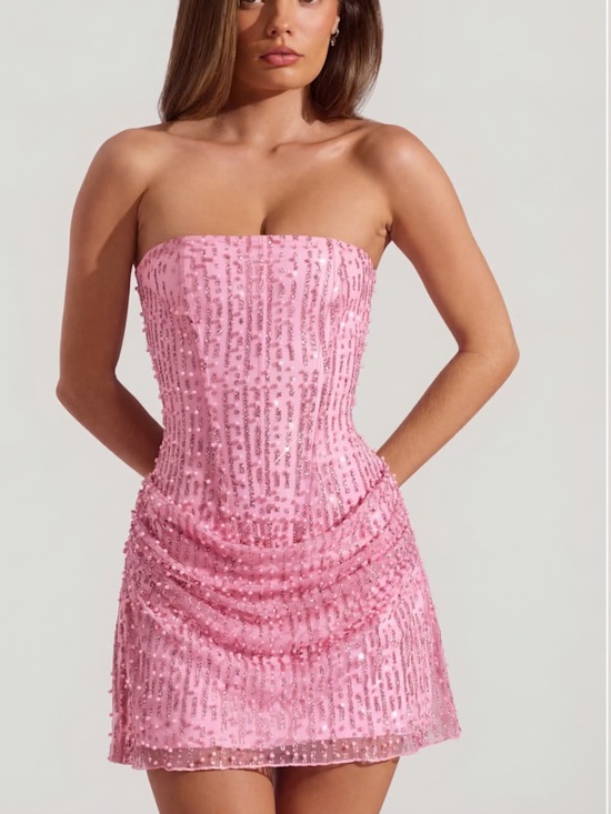 Oh Polly Dresses & Skirts - Oh Polly Pink Strapless Sequin Mini Dress